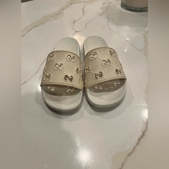 Gucci Shoes - White and Cream Gucci Slides